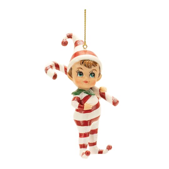 4.25" Santa's Jolly Elf Ornaments Set
